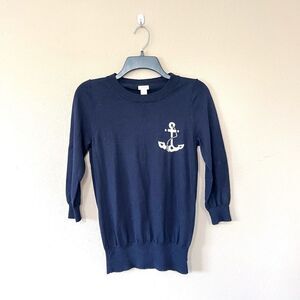 J. Crew Nautical 100% Merino Wool Anchor Top